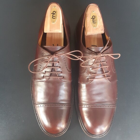 Johnston & Murphy SZ 12 M Brown Leather Men's Reeve Cap Toe Shoe - Picture 1 of 16